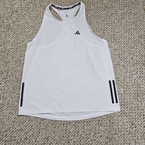 Adidas White Racerback Tank Top with Black Accents